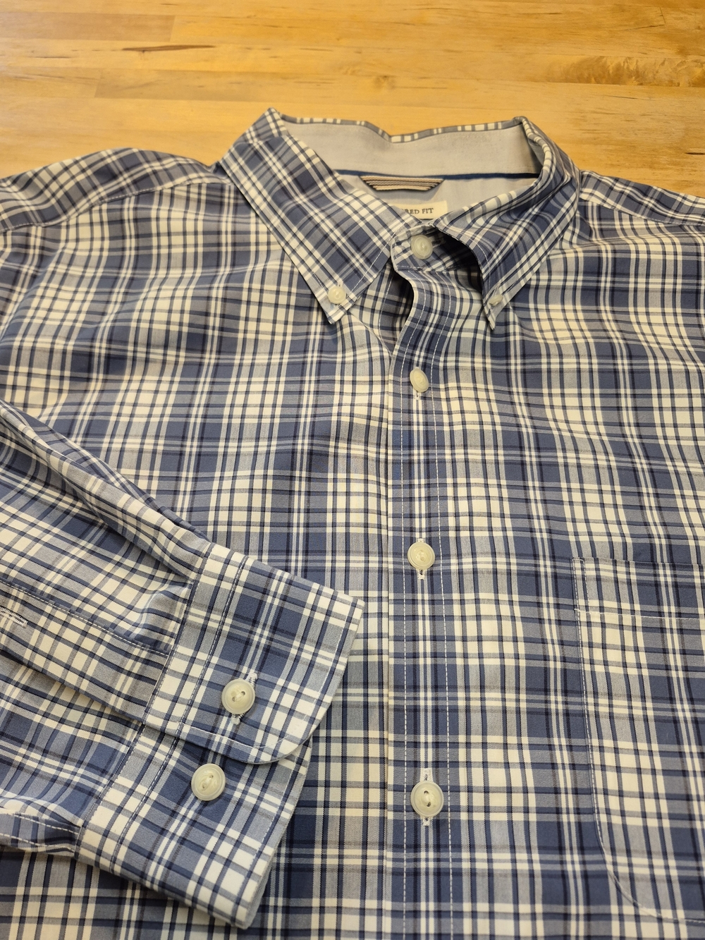 Jos. A. Bank Men's Blue and White Plaid Button-Down Shirt